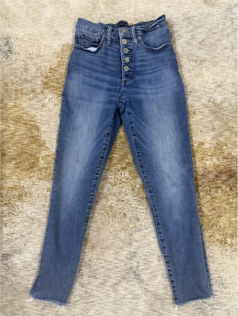 Lucky Brand Ankle Skinny Jeans Medium Wash Blue Denim Size 6/28 Button Fly